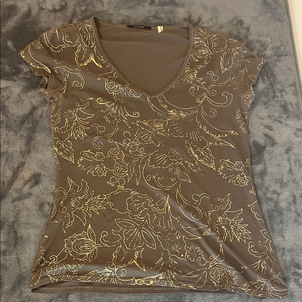 Elie Tahari Gold Floral Women's Tee